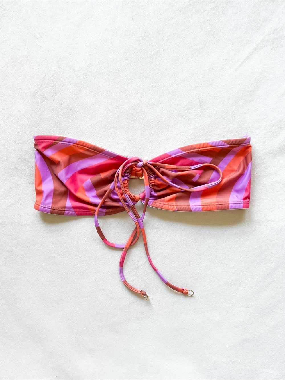 Faithfull the Brand Pink & Orange Striped Bandeau Swim Top - Small